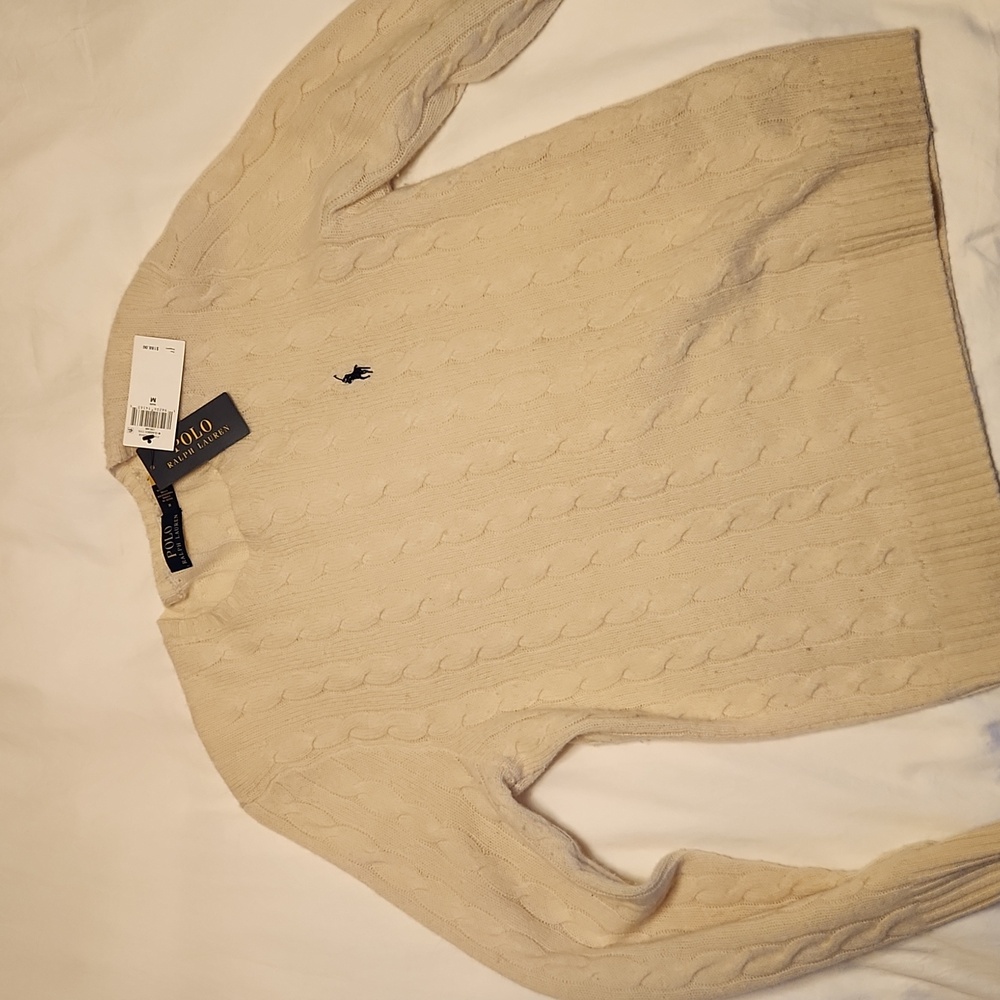 Polo Ralph Lauren cashmere cable knit sweater size medium white